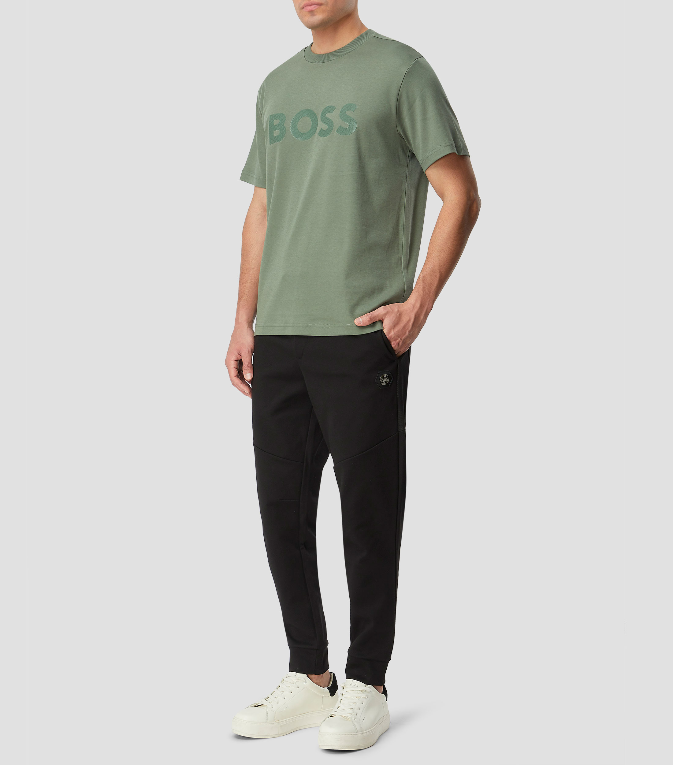 Playera en punto de algodón con logo estructurado Hombre